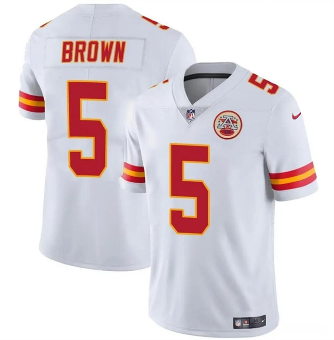 Men’s Kansas City Chiefs #5 Hollywood Brown White Vapor Untouchable Limited Football Stitched Jersey